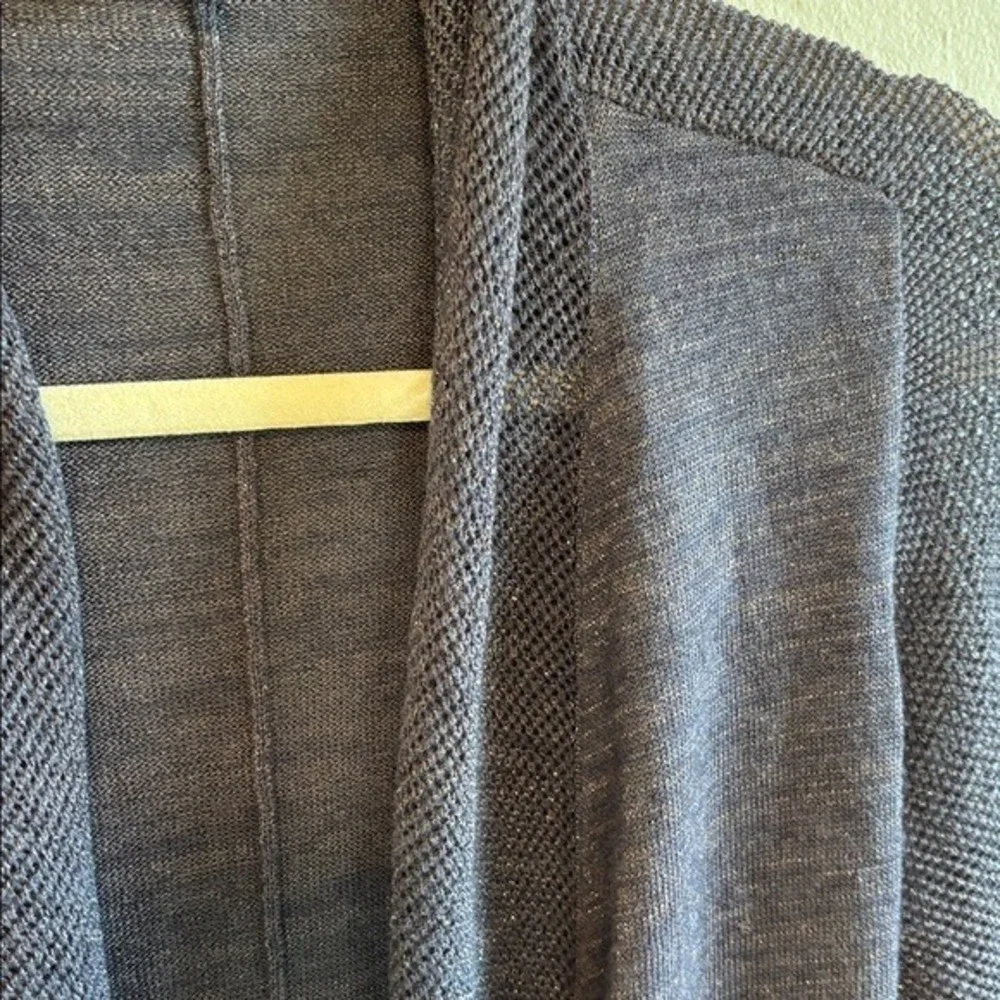 Eileen Fisher Purple Violet Metallic Merino Wool Open Cardigan Sweater‎ Small